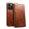 For iPhone 15 Pro Suteni Baroque Calf Texture Buckle Wallet Leather Phone Case(Khaki)