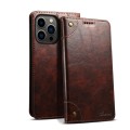 For iPhone 15 Pro Max Suteni Baroque Calf Texture Buckle Wallet Leather Phone Case(Brown)