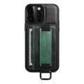 For iPhone 15 Pro Suteni H13 Card Wallet Wrist Strap Holder PU Phone Case(Black)