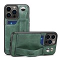 For iPhone 15 Pro SUTENI H12 Wrist Strap Leather Back Phone Case with Card Slot(Green)