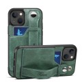 For iPhone 15 SUTENI H12 Wrist Strap Leather Back Phone Case with Card Slot(Green)