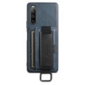 For Sony Xperia 5 IV Suteni H13 Card Wallet Wrist Strap Holder PU Phone Case(Blue)