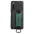 For Sony Xperia 1 V Suteni H13 Card Wallet Wrist Strap Holder PU Phone Case(Black)