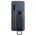 For Sony Xperia 1 V Suteni H13 Card Wallet Wrist Strap Holder PU Phone Case(Blue)