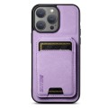 For iPhone 15 Pro Suteni H02 Litchi Leather Card Wallet Stand Back Phone Case(Purple)