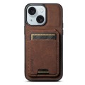 For iPhone 15 Suteni H02 Litchi Leather Card Wallet Stand Back Phone Case(Brown)
