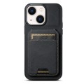 For iPhone 14 Suteni H02 Litchi Leather Card Wallet Stand Back Phone Case(Black)