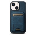 For iPhone 14 Suteni H02 Litchi Leather Card Wallet Stand Back Phone Case(Blue)