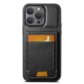 For iPhone 15 Pro Max Suteni H03 Oil Wax Leather Wallet Stand Back Phone Case(Black)