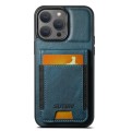 For iPhone 14 Pro Suteni H03 Oil Wax Leather Wallet Stand Back Phone Case(Blue)