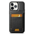 For iPhone 11 Pro Suteni H03 Oil Wax Leather Wallet Stand Back Phone Case(Black)