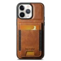 For iPhone 11 Pro Suteni H03 Oil Wax Leather Wallet Stand Back Phone Case(Brown)