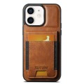 For iPhone 12 / 12 Pro Suteni H03 Oil Wax Leather Wallet Stand Back Phone Case(Brown)
