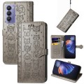 For Tecno Camon 18i Cat and Dog Embossed Leather Phone Case(Gray)