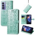For Tecno Camon 18P Cat and Dog Embossed Leather Phone Case(Green)