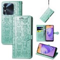 For Tecno Spark 8 Cat and Dog Embossed Leather Phone Case(Green)