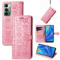 For Tecno Spark 7 Cat and Dog Embossed Leather Phone Case(Pink)