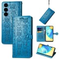 For Tecno Spark 8P Cat and Dog Embossed Leather Phone Case(Blue)