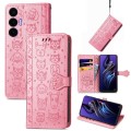 For Tecno Pova 3 Cat and Dog Embossed Leather Phone Case(Pink)