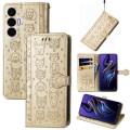 For Tecno Pova 3 Cat and Dog Embossed Leather Phone Case(Gold)