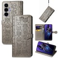 For Tecno Pova 3 Cat and Dog Embossed Leather Phone Case(Gray)