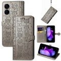For Tecno Spark 9T Cat and Dog Embossed Leather Phone Case(Gray)