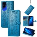 For Tecno Pova 4 Pro Cat and Dog Embossed Leather Phone Case(Blue)