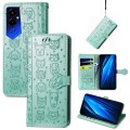 For Tecno Pova 4 Pro Cat and Dog Embossed Leather Phone Case(Green)