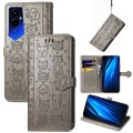 For Tecno Pova 4 Pro Cat and Dog Embossed Leather Phone Case(Gray)