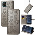 For Tecno Pop 5 Cat and Dog Embossed Leather Phone Case(Gray)