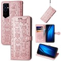 For Tecno Pova Neo 2 Cat and Dog Embossed Leather Phone Case(Rose Gold)