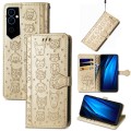 For Tecno Pova Neo 2 Cat and Dog Embossed Leather Phone Case(Gold)