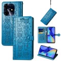 For Tecno Spark 10 Cat and Dog Embossed Leather Phone Case(Blue)