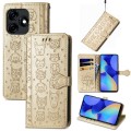 For Tecno Spark 10 Cat and Dog Embossed Leather Phone Case(Gold)