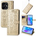 For Tecno Spark 10C Cat and Dog Embossed Leather Phone Case(Gold)