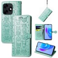 For Tecno Spark 10C Cat and Dog Embossed Leather Phone Case(Green)