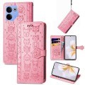 For Tecno Camon 20 / 20 Pro 4G Cat and Dog Embossed Leather Phone Case(Pink)