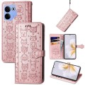 For Tecno Camon 20 / 20 Pro 4G Cat and Dog Embossed Leather Phone Case(Rose Gold)