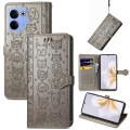 For Tecno Camon 20 / 20 Pro 4G Cat and Dog Embossed Leather Phone Case(Gray)