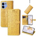 For Tecno Camon 20 Pro 5G Cat and Dog Embossed Leather Phone Case(Yellow)