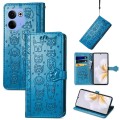 For Tecno Camon 20 Premier Cat and Dog Embossed Leather Phone Case(Blue)