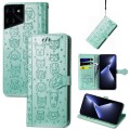 For Tecno Pova 5 Pro Cat and Dog Embossed Leather Phone Case(Green)