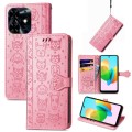 For Tecno Spark 20C / GO 2024 Cat and Dog Embossed Leather Phone Case(Pink)