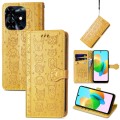 For Tecno Spark 20C / GO 2024 Cat and Dog Embossed Leather Phone Case(Yellow)