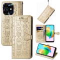 For Tecno Spark 20C / GO 2024 Cat and Dog Embossed Leather Phone Case(Gold)