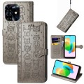 For Tecno Spark 20C / GO 2024 Cat and Dog Embossed Leather Phone Case(Gray)