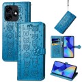 For Tecno Spark 20 Cat and Dog Embossed Leather Phone Case(Blue)