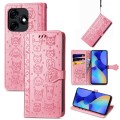 For Tecno Spark 20 Cat and Dog Embossed Leather Phone Case(Pink)