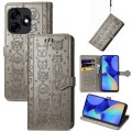 For Tecno Spark 20 Cat and Dog Embossed Leather Phone Case(Gray)