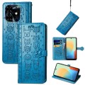 For Tecno Pop 8 4G Cat and Dog Embossed Leather Phone Case(Blue)